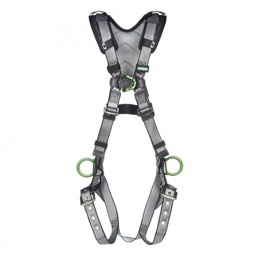 MSA 10194896, V-FIT Harness, Extra Small, Back, Chest & Hip D-Rings, Tongue Buckle Leg Straps, Shoul