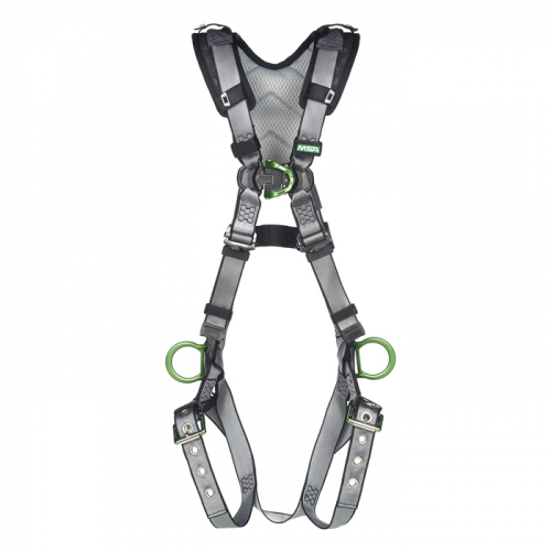 MSA 10194898, V-FIT Harness, Extra Large, Back, Chest & Hip D-Rings, Tongue Buckle Leg Straps, Shoul