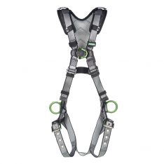 MSA 10194899, V-FIT Harness, Super Extra Large, Back, Chest & Hip D-Rings, Tongue Buckle Leg Straps,