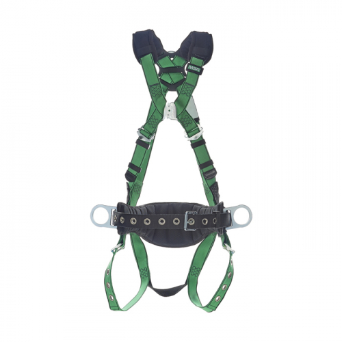 MSA 10207736, V-FORM Construction Harness, Super Extra Large, Back & Hip D-Ring, Tongue Buckle Leg S