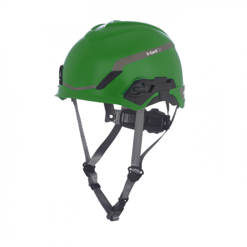 MSA-10219935, V-Gard H1 Safety Helmet, NoVent, Green, Fas-Trac III Pivot, ANSI, CSA