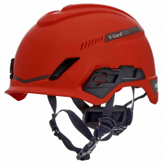 MSA 10212395, V-Gard H1 Safety Helmet, BiVent, Red, Fas-Trac III Pivot, ANSI, EN397, IRAM