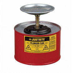 JUSTRITE 10208, CAN, PLUNGER, STEEL, 2 QT, RED