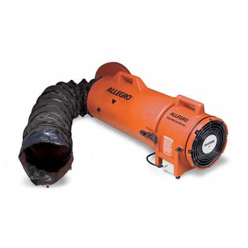 Allegro Industries 9538-15E, 8" Plastic COM-PAX-IAL Blower w/ 15' Ducting, Explosion-Proof, 220V/50H