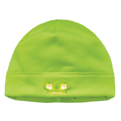 Ergodyne 16802, Ergodyne N-Ferno 6804 Skull Cap Beanie Hat with LED Lights, Lime, 16802