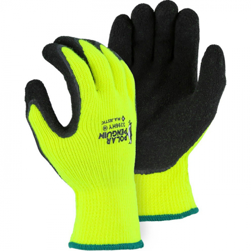 Majestic 3396HY-10, Polar Penguin Winter Lined Napped Terry Glove with Foam Latex Dipped Palm, 3396H