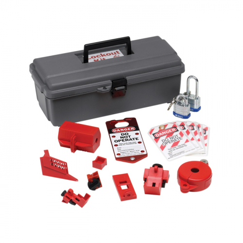 Brady 65289, Basic Electrical Lockout Toolbox Kit with  1 Steel Padlock, 65289
