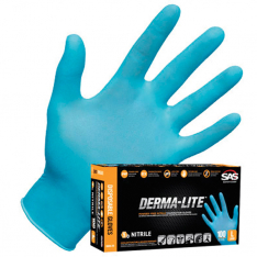 SAS Safety Corp. 6609-20 Derma-Lite Exam Glove, Nitrile, Powder Free, 5-MIL, X-Large, Blue
