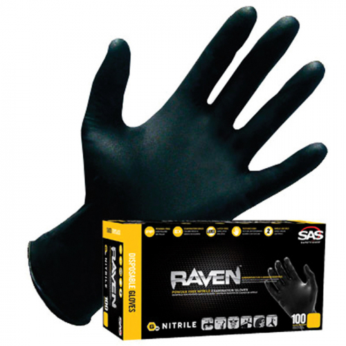 SAS Safety Corp. 66517, Raven Nitrile Gloves, 66517