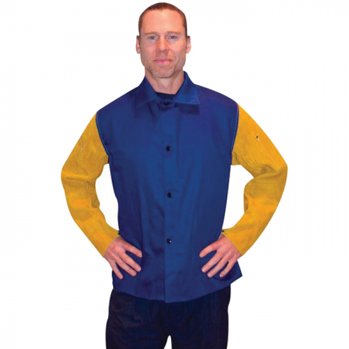 Tillman 92303X, Combination Flame-Retardant Blue Cotton Torso and Leather Sleeves, 92303X