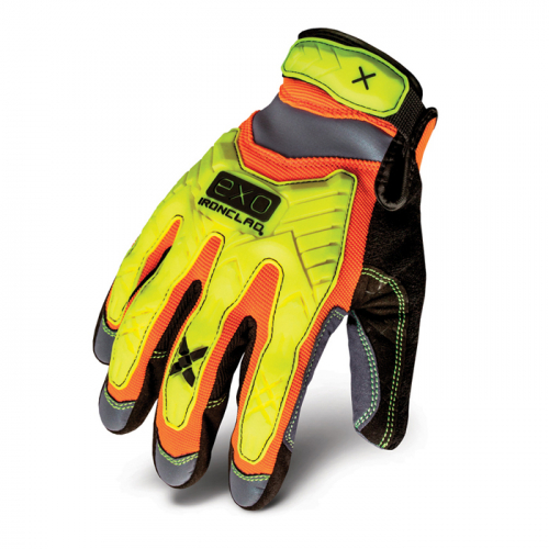 IronClad Performance Wear EXO-HZI-04-L, Industrial Athlete Hi-Viz Impact Gloves, EXO-HZI-04-L