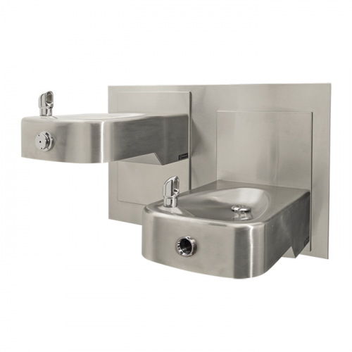 Haws 1117LHO, Wall Mount ADA Touchless/Push Button Dual Adjustable Fountain