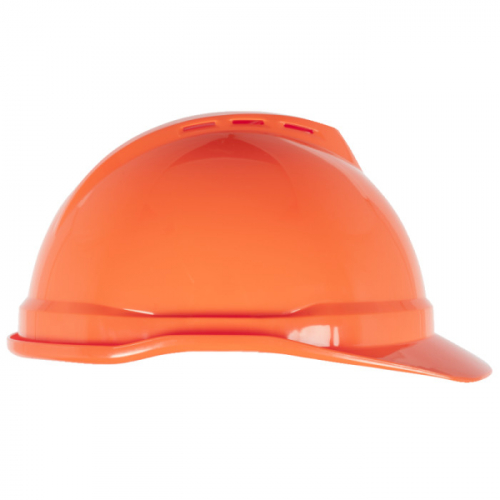 MSA 10034026, V-Gard 500 Cap, Hi-Viz Orange Vented, 4-Point Fas-Trac III