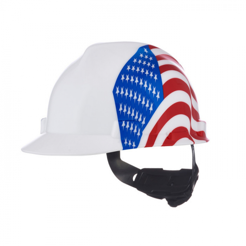 MSA 10050611, American Freedom Series V-Gard Slotted Protective Cap,  Dual American Flag