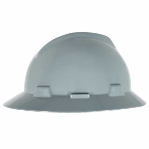 MSA 10058319, V-Gard Slotted Full-Brim Hat, Gray, w/1-Touch Suspension
