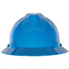 MSA 10058320, V-Gard Slotted Full-Brim Hat, Blue, w/1-Touch Suspension