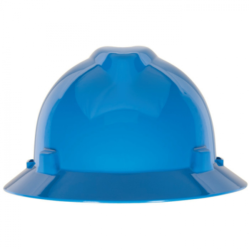 MSA 10058320, V-Gard Slotted Full-Brim Hat, Blue, w/1-Touch Suspension