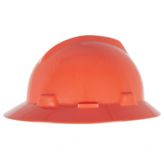 MSA 10058322, V-Gard Slotted Full-Brim Hat, Orange, w/1-Touch Suspension