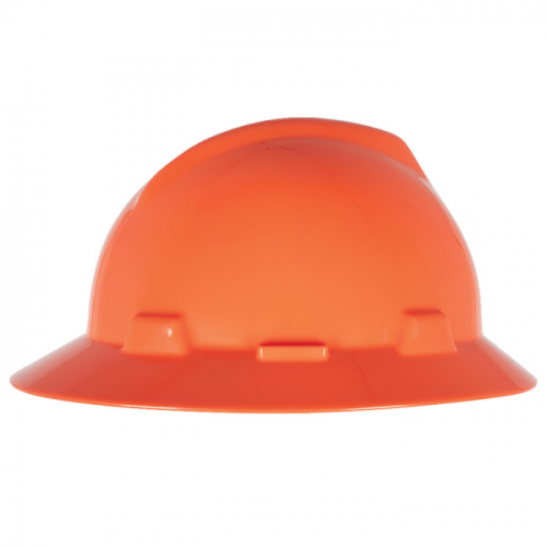 MSA 10058326, V-Gard Slotted Full-Brim Hat, Hi-Viz Yellow-Green, w/1-Touch Suspension