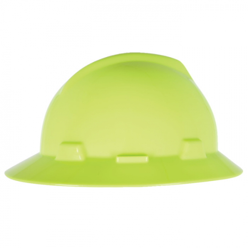 MSA 10061515, V-Gard Slotted Full-Brim Hat, Hi-Viz Yellow-Green, w/Fas-Trac III Suspension