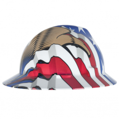MSA 10071159, American Freedom Series V-Gard Slotted Protective Hat, American Flag w/2 Eagles