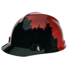 MSA 10082233, Canadian Freedom Series V-Gard Slotted Protective Cap, Black w/Red Maple Leaf