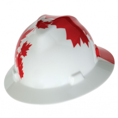 MSA 10082234, Canadian Freedom Series V-Gard Slotted Protective Cap, White w/Red Maple Leaf