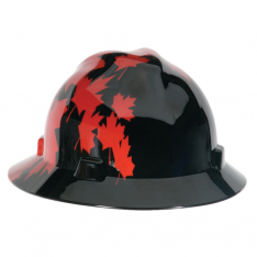 MSA 10082235, Canadian Freedom Series V-Gard Slotted Protective Cap, Black w/Red Maple Leaf