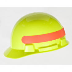 MSA 10095989, SmoothDome Protective Cap, Hi-Viz Yellow-Green w/Orange Stripe, 4-Point Fas-Trac III