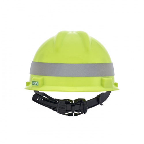 MSA 10102196, V-Gard Slotted Cap, Hi-Viz Yellow Green w/Silver Stripe, w/1-Touch Suspension
