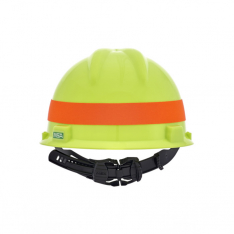 MSA 10102234, V-Gard Slotted Cap, Hi-Viz Yellow Green w/Red-Orange Stripe, w/1-Touch Suspension