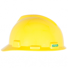 MSA 10150200, V-Gard GREEN Slotted Cap, Yellow, 4-Point Fas-Trac III