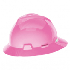 MSA 10156374, V-Gard Slotted Full-Brim Hat, Hot Pink, w/Staz-On Suspension