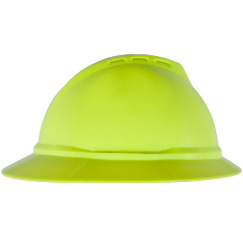 MSA 10167931, V-Gard 500 Hat, Hi-Viz Yellow-Green Vented, 4-Point Fas-Trac III