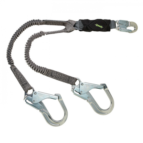 MSA 10193555, V-Series Stretch twin-leg energy absorbing lanyard, 6', 36CL large snaphooks