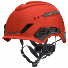 MSA 10194784, V-Gard H1 Safety Helmet, Trivent, Red, Fas-Trac III Pivot, ANSI, EN12492