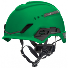 MSA 10194786, V-Gard H1 Safety Helmet, Trivent, Green, Fas-Trac III Pivot, ANSI, EN12492