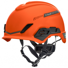MSA 10194789, V-Gard H1 Safety Helmet, Trivent, Orange, Fas-Trac III Pivot, ANSI, EN12492