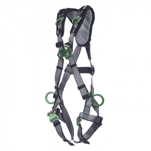 MSA 10194886, V-FIT Harness, Extra Large, Back, Hip and Shoulder D-Rings, Quick-Connect Leg Straps,