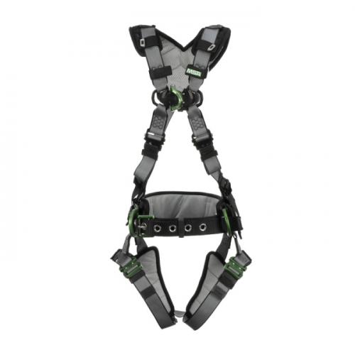 MSA 10195166, V-FIT Construction Harness, Extra Large, Back & Hip D-Rings, Quick-Connect Leg Straps,