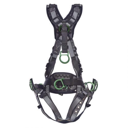 MSA 10195206, V-FIT Derrick Harness, Extra Large, Back, Chest & Hip D-Rings, Tongue Buckle Leg Strap