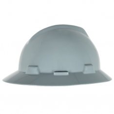 MSA 454731, V-Gard Slotted Full-Brim Hat, Gray, w/Staz-On Suspension