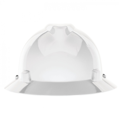 MSA 454733, V-Gard Slotted Full-Brim Hat, White, w/Staz-On Suspension