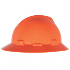 MSA 489360, V-Gard Slotted Full-Brim Hat, Hi-Viz Orange, w/Staz-On Suspension