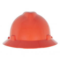 MSA 496075, V-Gard Slotted Full-Brim Hat, Orange, w/Fas-Trac III Suspension