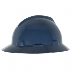 MSA 802975, V-Gard Slotted Full-Brim Hat, Dark Canadian Blue, w/Fas-Trac III Suspension