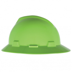 MSA 815570, V-Gard Slotted Full-Brim Hat, Bright Lime Green, w/Fas-Trac III Suspension