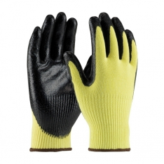 PIP 09-K1400/XL, G-TEK KEV, YELLOW 10G KEVLAR SHELL, BLACK NITRILE COAT SMOOTH GRIP, A2