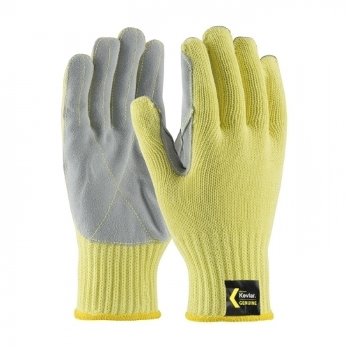 PIP 09-K300LP/M, KUT GARD, YELLOW 7G KEVLAR SHELL, COWHIDE LEATHER PALM, MED. WGT, A4