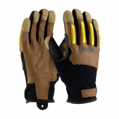 PIP 120-4200/S, MAX SAFETY, GOATSKIN LEATHER PADDED PALM & BACK, TPR KNUCKLE GUARDS